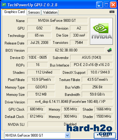 Ampliar Foto Tarjeta gráfica Nvidia Asus 9800GT Matrix