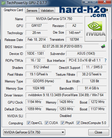 Ampliar foto Asus GeForce GTX 750 OC Edition