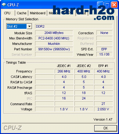 Ampliar Foto Memoria RAM DDR2 Mushkin 2x2GB XP2-6400