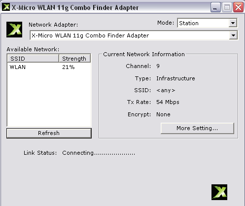 X-Micro WLAN 11g Combo Finder Adapter