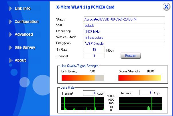 Tarjeta wireless X Micro 11g PCMCIA